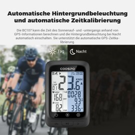 COOSPO BC107 Bicycle Computer GPS Wireless Bicycle Speedometer Odometer Bluetooth 5.0 ANT+ Road Bike Bicycle Bike Computer 2.4 Inch LCD with Backlight Compatible with Strava
