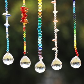 QWORK® Pack of 12 Crystal Suncatchers, K9 Crystal Suncatcher, Crystal Pendant Decoration, Window Decoration for Hanging, for Home, Garden