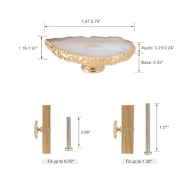 Malimali Unique White Agate Cabinet Knobs and Pulls Set of 4,Knobs for Cabinets and Drawers Gold Dresser Knobs Bifold Door Knob for Closet Kitchen Cupboard
