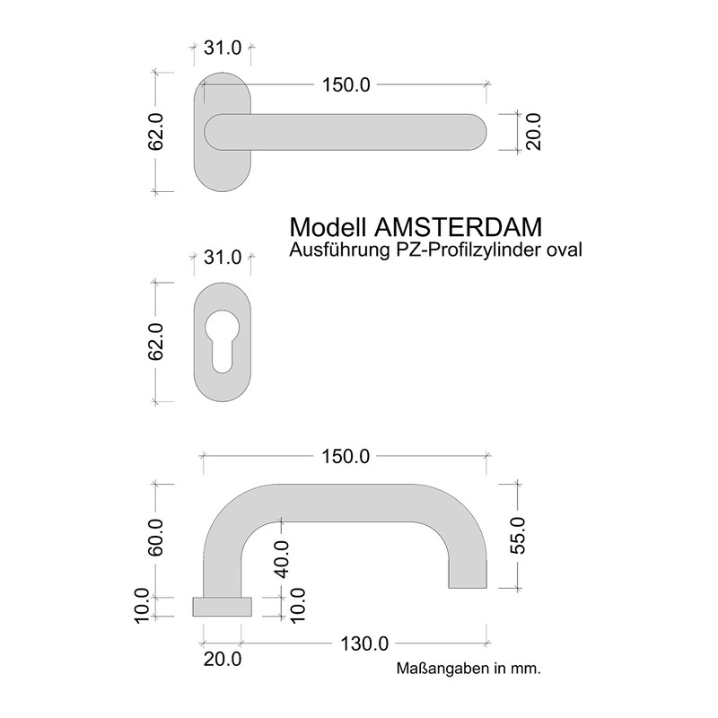 Gedotec Amsterdam Door Handle U-Shape Door Handle Garden Gate Door