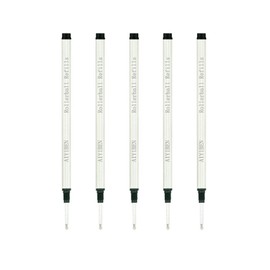 Rollerball Pen Refills - Smooth Writing German Ink and Fine 0.5 mm Threaded Rolling Ball Refills (5 x Black)