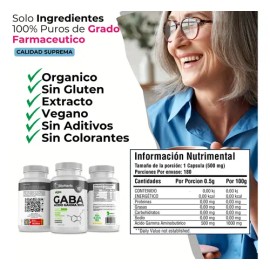 Gaba Capsulas - Acido Gamma Aminobutírico 100% Para 180 Días Sin Sabor