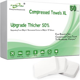 Fancyou Toallas Comprimidas Grandes - Mini Quitar Maquillaje Toallitas Facial Desechables - Paños Biodegradables Desmaquillantes Cara Kit Viaje para Travel Essentials,Belleza Salón(50 Unidad Verde)