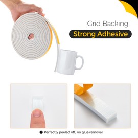 50 Feet Weather Stripping Door Seal- 1/4" Wide X 1/8" Thick Door Bottom Seal Strip High Density Foam Tape Adhesive Rubber Strip for Door Soundproofing,Window Insulation (1/4" x 1/8" x 50FT,White)