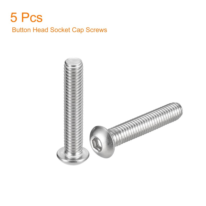 sourcing map 3/8-16x2" Button Head Socket Cap Screws, 5pcs 304