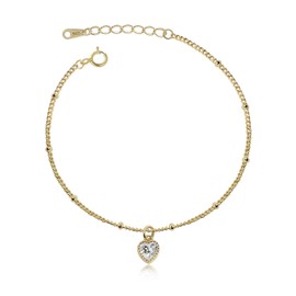 Meissa Geburtsstein-Armband für Damen Mädchen Vergoldetes Verstellbares Kettenarmband Zartes Herz Charme-Armband Jahrestag Geburtstagsfreundschaft Schmuckgeschenke Transparenter Stein Gold