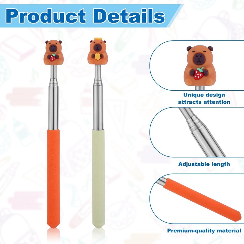 2PCS Lexziuo Retractable Pointer Stick for Classroom, Telescopic Teacher Pointer
