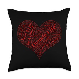 Organ Donation by WorthyFashion Donor Organ Recipient Heart Throw Pillow, 18x18, Multicolor