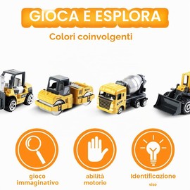 VorPrillynt Camion di Costruzione Set, 6 Pezzi Mini Camion Giocattolo per Bambini, Macchinine Giocattolo, Giocattolo per il Trasporto di Auto, Regalo