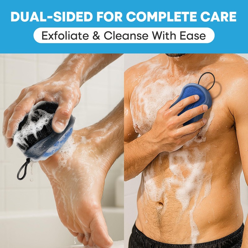 Shower Scrubber for Body 2-in-1 : 2 - Pack High