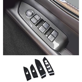 ZUNEIGUNG Mazda CX-5 2nd Generation KF Door Window Button Switch Panel Cover Fits New MAZDA CX5 Design Interior Parts Accessories Stainless Steel 4 Pieces [Carbon Style]