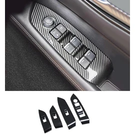 ZUNEIGUNG Mazda CX-5 2nd Generation KF Door Window Button Switch Panel Cover Fits New MAZDA CX5 Design Interior Parts Accessories Stainless Steel 4 Pieces [Carbon Style]
