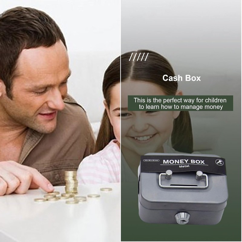Small Cash Box, Small Safe, Cash Box with 2 Keys,