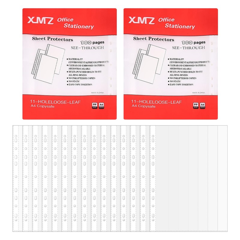 200 Pcs Poly Pockets A4 Folder,Clear Plastic Wallets A4 Punched