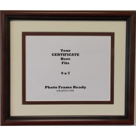 Graduation University Diploma Certificate 9x7 Picture Frame Double Matted Brown Frame