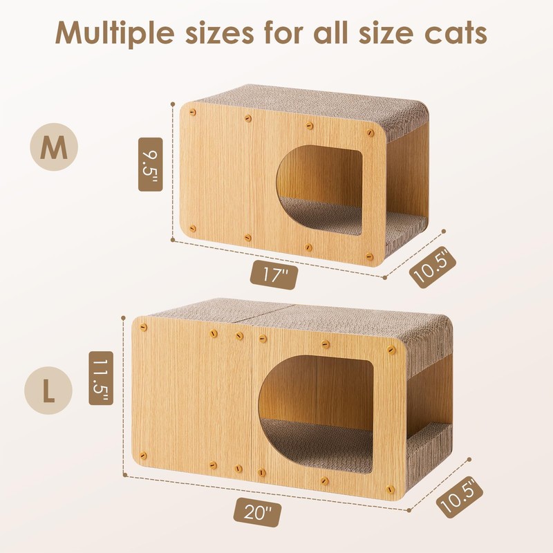 EHEYCIGA Cardboard Cat Scratcher House, 17-Inch Corrugated Cat Scratcher for