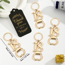 24 pcs 18th Gold Keychain Bottle Opener Birthday Party Favors for Guests,18th Beer Bottle Opener Favors Bulk for Birthday Anniversary Souvenirs Party Decor Supplies (Gold 18th)