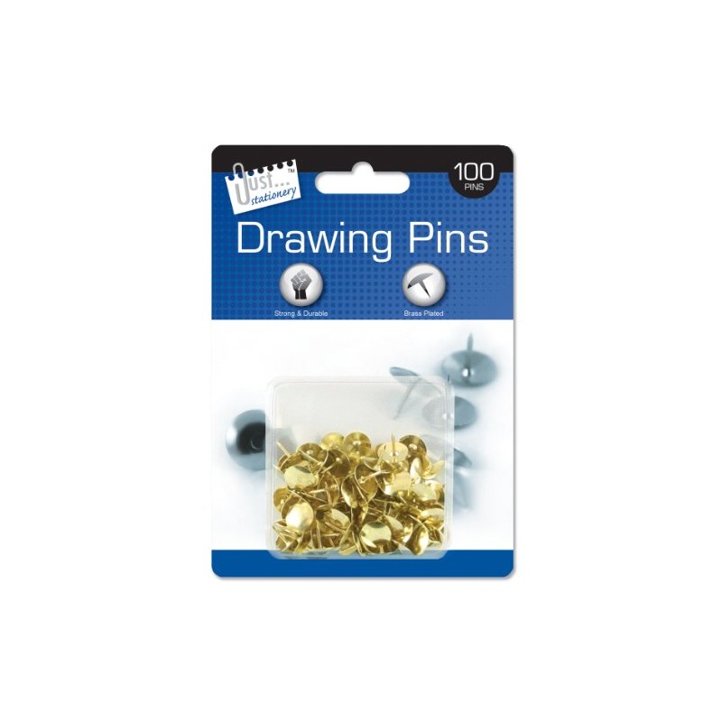 Just Stationery Drawing Pins on Blister Card (Pack of 100)