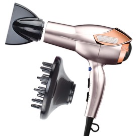 INFINITIPRO BY CONAIR Hair Dryer with Diffuser | Volume and Shine Pro AC Motor Blow Dryer | Includes Diffuser and Concentrator | Rose Gold