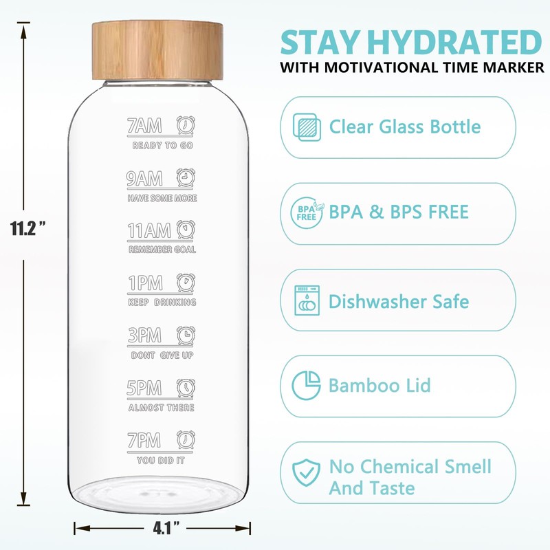 RNCKUUE 1 Liter Glass Water Bottles - 32 oz Large