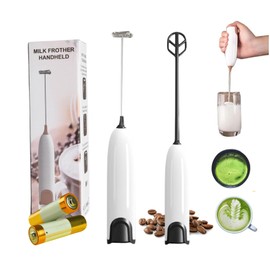 JOUR DE THÉ Elektrischer Milchaufschäumer | Tragbarer Milchaufschäumer für Matcha, Cappuccino, Latte, Smoothie | 2 Mehrzweck-Schneebesen | 2 Batterien enthalten, MLE002