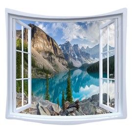 Nature Forest Tapestry,Scenery Wall Mountain Tree Tapestry,for Home Office Dorm Indoor and Outdoor Decoration Large Size 59"(W) x59"(L) GTCH(70)