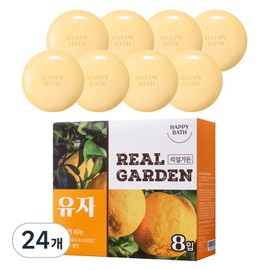 Happy Bath Real Garden Vitamin Soap Yuzu, 90g, 24 pieces / 해피바스 리얼가든 비타민 비누 유자, 90g, 24개