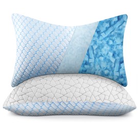 WOLKI Memory Foam Pillows King Size Set of 2, Crescent Cooling Shredded Memory Foam Pillows 2 Pack, Adjustable Cube Pillow for Side Sleepers, Back, Stomach, Hot Sleepers (20"x 36")