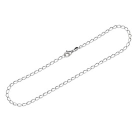 NKlaus Anklet 925 Sterling Silver 26 cm Long Curb Chain Round Women's Foot Curb Chain 12553, Sterling Silver, No gemstone