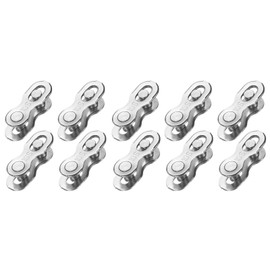 sourcing map 10pcs Bicycle Missing Link 10 Speed Reusable Steel Bicycle Chain Link Connector Quick Link Bicycle Chain Coupling for Mountain Bikes Road Bicycle Chain Replacement, Silver
