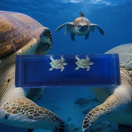 Honsheng Unsinkable Sea Turtle Figurines Stuff Statue Turtles Liquid Fluid Toy in a Box Home Decor Gifts for Women Man Paperweight Desk (Sea Turtles)