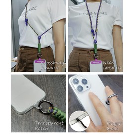 RONGBOER Cell Phone Lanyards For Around The Neck, Wrist Lanyard For Keys,Lanyards For Id Badges,Adjustable Cell Phone Lanyard Crossbody,Neck Phone Holder,Camera Wrist Strap (Flower Purple)