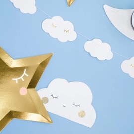 White Cloud Paper Napkins - (Pack of 50) 3 ply Baby Shower Papers Napkin, Clouds Decorations for Baby Shower, Birthdays, Gender Reveal (White)