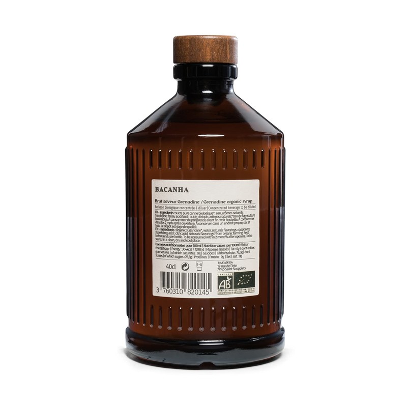 Bacanha Organic Brut Grenadine Syrup - Premium French Fruit Syrup