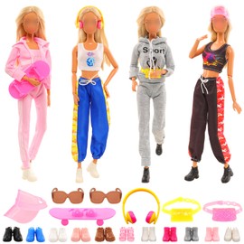 Miunana 16 Doll Clothes Outfits Including 4 Clothes 5 Shoes 7 Accessories Skateboard Glasses for 11.5 inch Dolls