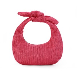 Fecialy Women Bow Purse Straw Summer Clutch Bag Beach Woven Handbags Vacation Tote Formal Party Wedding 2024 New, Rose Red, One Size