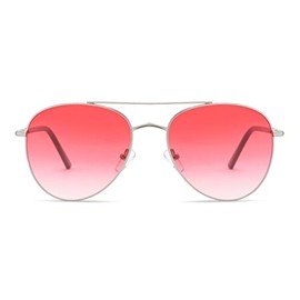 Rae Dunn - MAVERICK Premium Sunglasses with HELLO SUNSHINE. Signature Artwork (Matte Silver Frame w/Rose Gradient Lens)