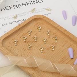 30pcs 3D Alloy Star Nail Charms, Dangle Nail Charms 3D Star Nail Gems Star Nail Rhinestones Crystal Nail Charms Nail Ornament DIY Manicure Decoration for Ladies and Girls (Gold)