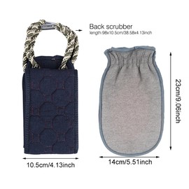 Back Scrubber for Shower, Double-Sided Back Exfoliating Washcloth with Handles, Bath Scrub Gloves, Deeply Body Clean Massage Tool, Back Exfoliator Bath Tool
