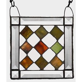 SALE - Green and Brown Colors in stained Glass with Bevels