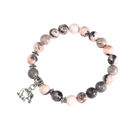 Stretchy Stone Bead Elephant Charm Bracelet Bangle Reiki Crystal Seeds Animal Bracelet for Women Men Good Luck Yoga Meditation Christmas Jewelry Gift-H light red