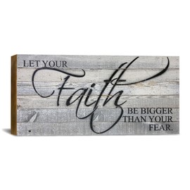 Rustic Reclaimed Wood Sign by Second Hand By Nature - 24 x 12 Handmade Farmhouse Home Decor for Living Room, Kitchen, or Fireplace - Inspirational Wal Art (Let Your Faith Be Bigger)