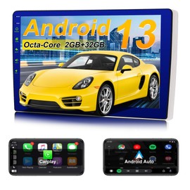 Car Stereo, 9 Inch Touch Screen with Wired CarPlay GPS in-Dash Navigation Unit Bluetooth Car Multimedia Player FM Radio Car Radio DSP SWC WiFi Split Screen for Android iOS Phone