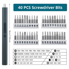 Paddsun Electric Screwdriver, 51 in 1 Small Cordless Rechargeable Precision Screwdriver Set with 40 Magnetic Precision Bits, Led Light, Crowbar, Triangle tools Kit for Glasses Phone Laptop