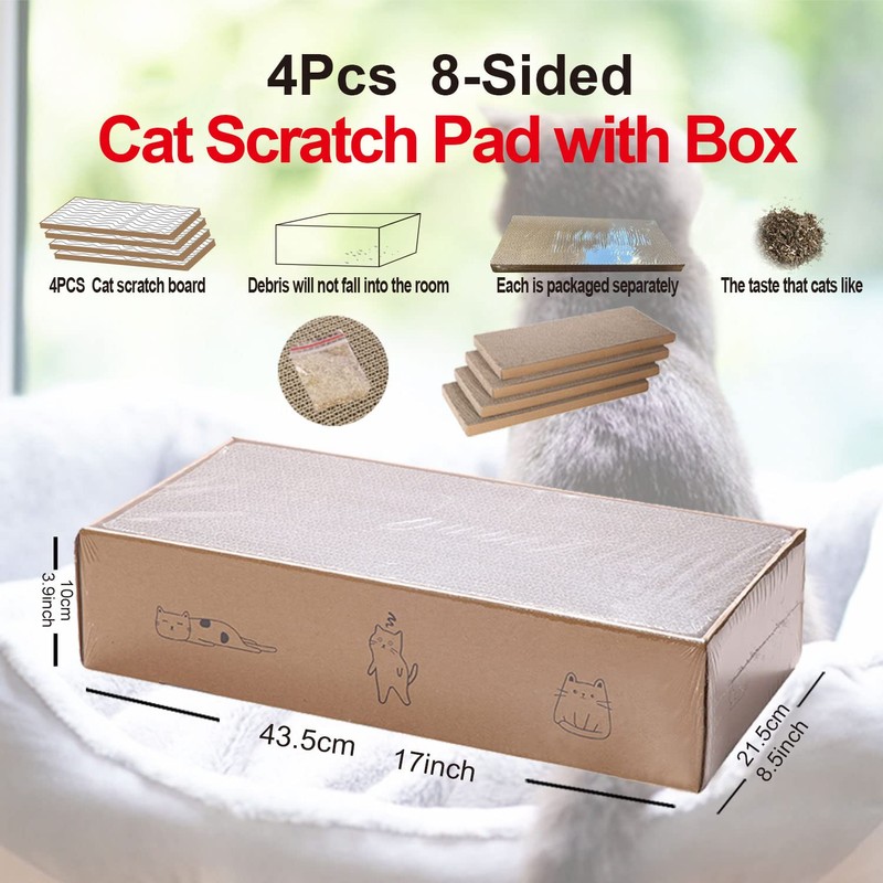 4 Packs in 1 Cat Scratch Pad with Box, Cat