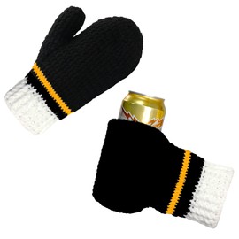 FunisFun Beer Mitten Gloves, Knit Stitched Drink Mitt Holder for White Elephant Gag Gift