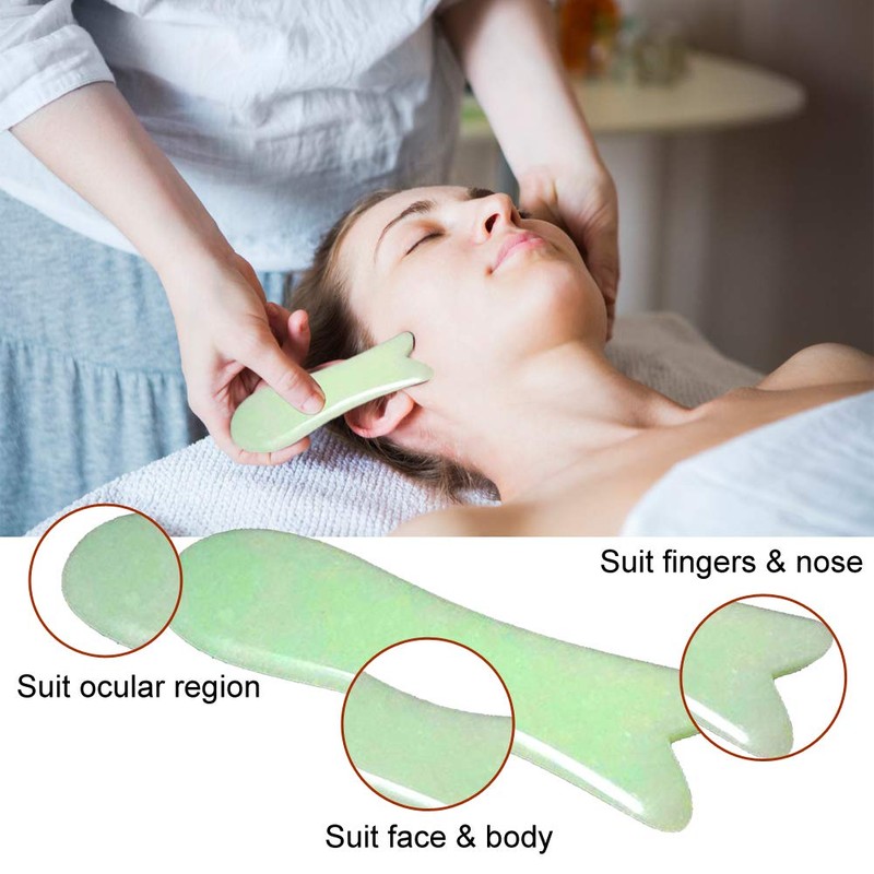 Natural Jade Guasha board Hand Fish Shaped Guasha Scapper/2 Pcs