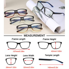 Reading Glasses for Men 4-Pack Stylish Computer Readers with Spring Hinges, Anti Glare/Eye Strain Filter UV Ray Blue Light Blocking Two-Tone Reader Eyeglasses,+1.25 Magnification Strength