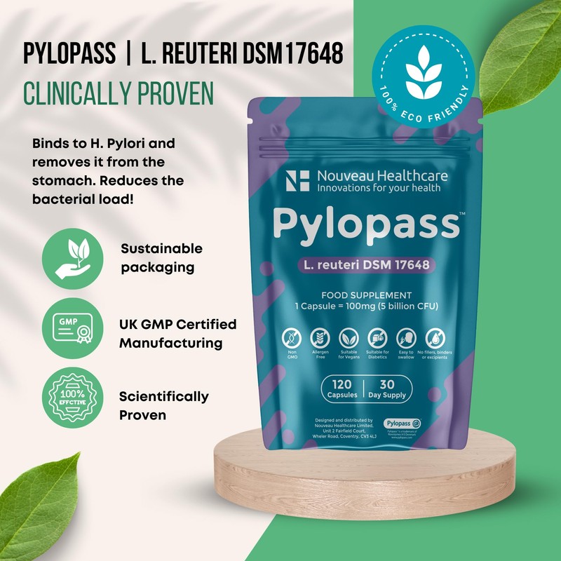 Nouveau Health L. reuteri DSM17648 Pylopass Targets Specific Bacteria