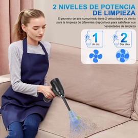 Soplador de Aire Recargable, 2 en 1 Plumero de Aire & Aspirador Plumero de Aire Comprimido, Plumero de Aire Eléctrico para Limpiar Ordenadores Teclados Aparatos Electrónicos Buen Reemplazo para Lata de Aire Comprimido